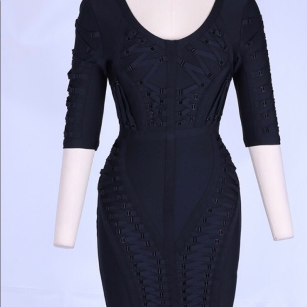 Luxe Designer Bandage Cocktail Dress - Picture 2 of 5